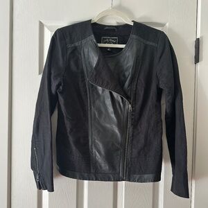 Womens Lucky Brand Leather Moto Jacket - Black, sz Small